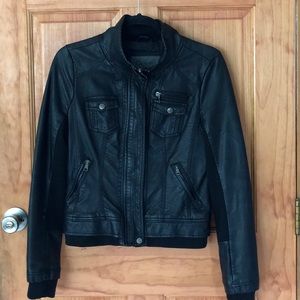 Faux Leather Bomber Style Jacket